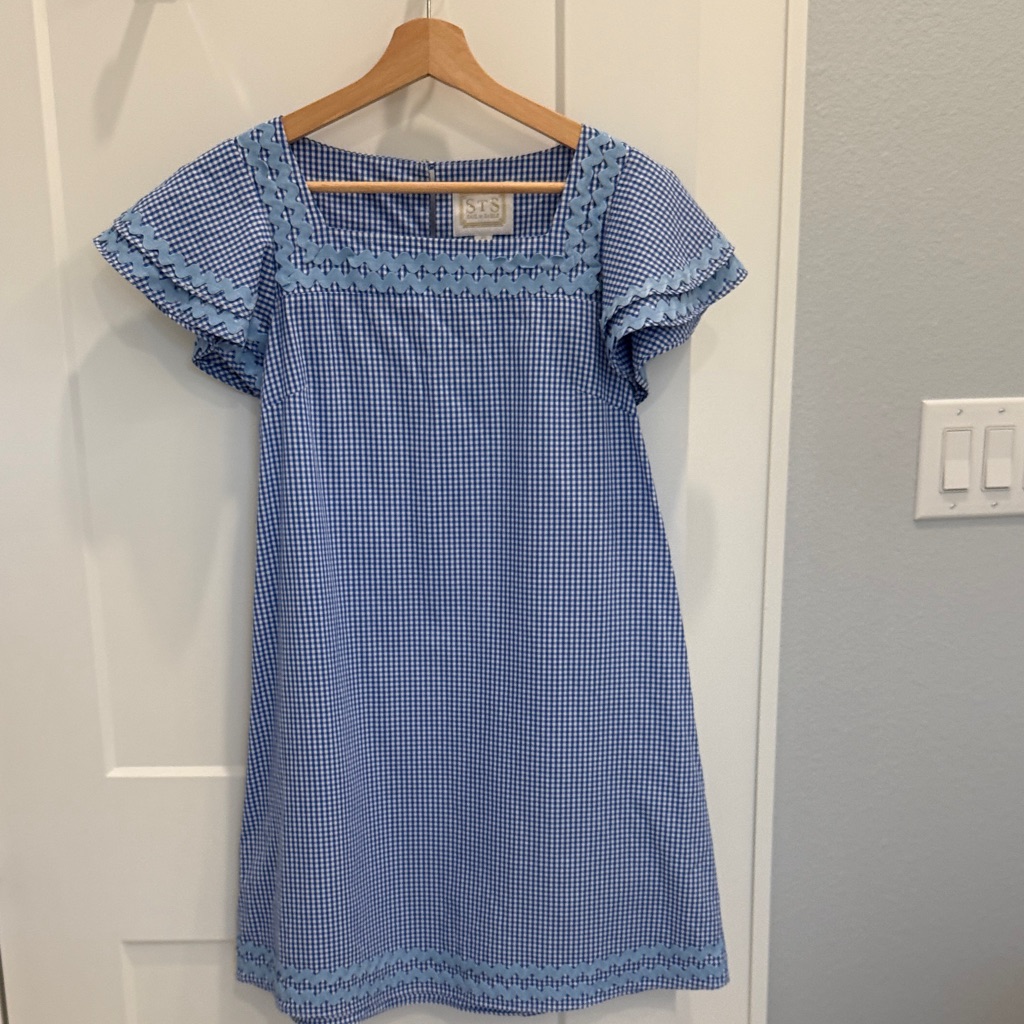 Sail To Sable Blue Checkered Kids Dress